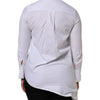 AGLINI White Cotton Collared Long Sleeves Ruffle Top Shirt