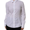 Dolce & Gabbana White Cotton Long Sleeves Collared Top Shirt