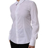 Dolce & Gabbana White Cotton Long Sleeves Collared Top Shirt