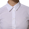 Dolce & Gabbana White Cotton Long Sleeves Collared Top Shirt