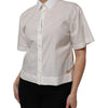 Dolce & Gabbana White Cotton Short Sleeves Collared Top Shirt
