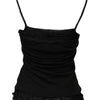 Scervino Street Black Wool Sleeveless Square Neck Tank Top