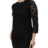 Dolce & Gabbana Black Nylon Lace Long Sleeve Blouse Top