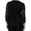 Dolce & Gabbana Black Nylon Lace Long Sleeve Blouse Top