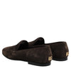 Dolce & Gabbana Brown Velvet Leather Slip On Loafers Shoes