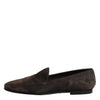 Dolce & Gabbana Brown Velvet Leather Slip On Loafers Shoes