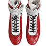 Dolce & Gabbana Red Quilted Leather Lace Up Sneakers Shoes