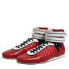 Dolce & Gabbana Red Quilted Leather Lace Up Sneakers Shoes