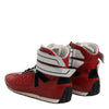 Dolce & Gabbana Red Quilted Leather Lace Up Sneakers Shoes