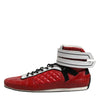 Dolce & Gabbana Red Quilted Leather Lace Up Sneakers Shoes