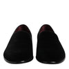 Dolce & Gabbana Black Velvet Slip On Loafers Formal Shoes