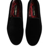 Dolce & Gabbana Black Velvet Slip On Loafers Formal Shoes