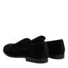 Dolce & Gabbana Black Velvet Slip On Loafers Formal Shoes