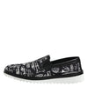 Dolce & Gabbana Black Slip On Printed Men Loafers Shoes