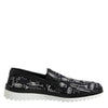 Dolce & Gabbana Black Slip On Printed Men Loafers Shoes