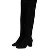 Dolce & Gabbana Black Suede Leather Knee High Boots Shoes