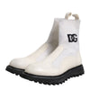 Dolce & Gabbana White Beige DG Logo Mid Calf Boots Shoes