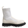Dolce & Gabbana White Beige DG Logo Mid Calf Boots Shoes
