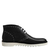 Dolce & Gabbana Black White Leather Ankle Boots Shoes
