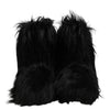Dolce & Gabbana Black Faux Fur Mid Calf Boots Shoes