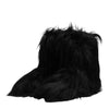 Dolce & Gabbana Black Faux Fur Mid Calf Boots Shoes