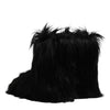 Dolce & Gabbana Black Faux Fur Mid Calf Boots Shoes