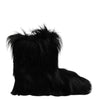Dolce & Gabbana Black Faux Fur Mid Calf Boots Shoes