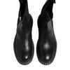 Dolce & Gabbana Black Leather Mid Calf Boots Flats Shoes