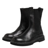 Dolce & Gabbana Black Leather Mid Calf Boots Flats Shoes