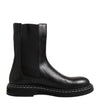 Dolce & Gabbana Black Leather Mid Calf Boots Flats Shoes