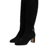Dolce & Gabbana Black Suede Leather Knee High Boots Shoes