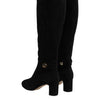 Dolce & Gabbana Black Suede Leather Knee High Boots Shoes