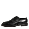 Dolce & Gabbana Black Leather Derby Wingtip Formal Shoes