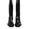 Dolce & Gabbana Black Leather High Boots Flats Shoes