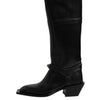 Dolce & Gabbana Black Leather High Boots Flats Shoes