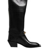 Dolce & Gabbana Black Leather High Boots Flats Shoes