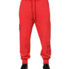 Dolce & Gabbana Red Cotton Men Jogger Sweatpants Pants