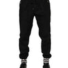 Dolce & Gabbana Black Cotton Logo Tape Men Jogger Pants