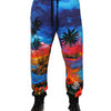 Dolce & Gabbana Blue Hawaiian Print Jogger Sweatpants Pants
