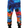 Dolce & Gabbana Blue Hawaiian Print Jogger Sweatpants Pants