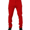 Dolce & Gabbana Red Viscose Logo Jogger Men Sweatpants Pants
