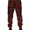 Dolce & Gabbana Black Red Cherry Print Men Sweatpants Pants