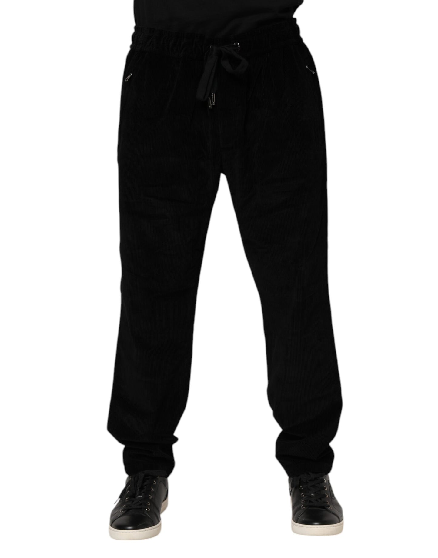 Dolce & Gabbana Black Cotton Men Jogger Sweatpants Pants