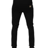 Dolce & Gabbana Black Viscose Drawstring Men Jogger Pants