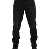 Dolce & Gabbana Black Cotton Logo Plaque Skinny Denim Jeans