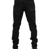 Dolce & Gabbana Black Cotton Logo Plaque Skinny Denim Jeans