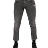 Dolce & Gabbana Gray Cotton Logo Plaque Men Denim Jeans