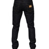 Dolce & Gabbana Dark Blue Cotton Logo Plaque Men Denim Jeans