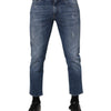 Dolce & Gabbana Blue Cotton Logo Plaque Denim Jeans