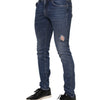 Dolce & Gabbana Blue Cotton Logo Plaque Skinny Men Denim Jeans